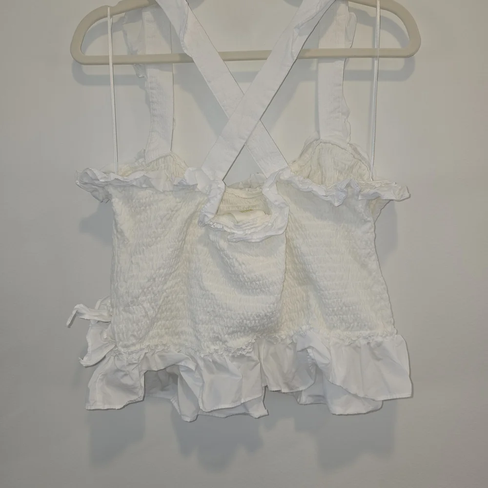 Anthropologie White Ruffled Tank Top Size Xl Preloved In Great Condition - Picture 3 of 7